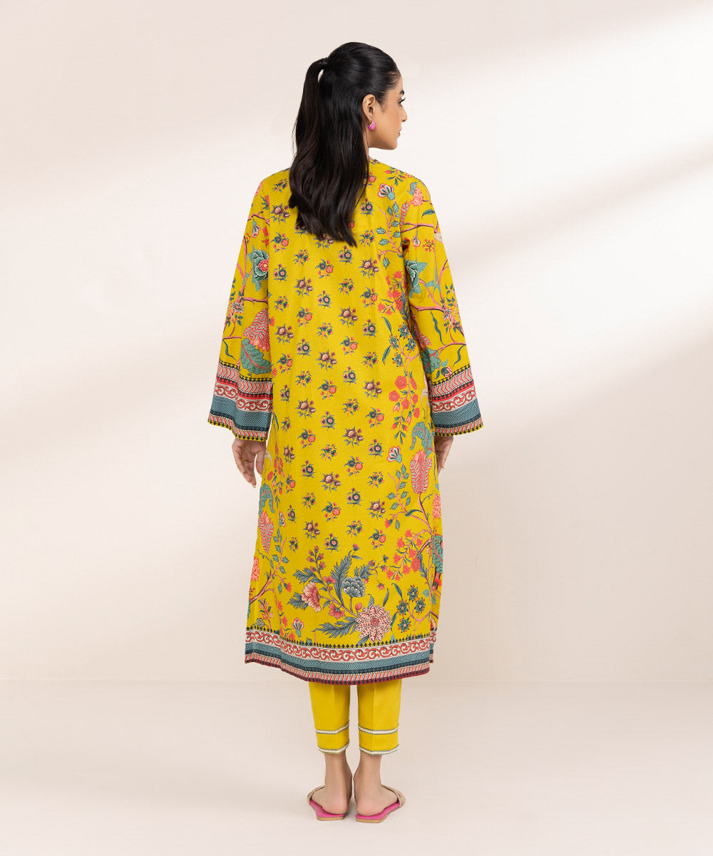 Women's Pret Lawn Mustard Embroidered A-Line Shirt