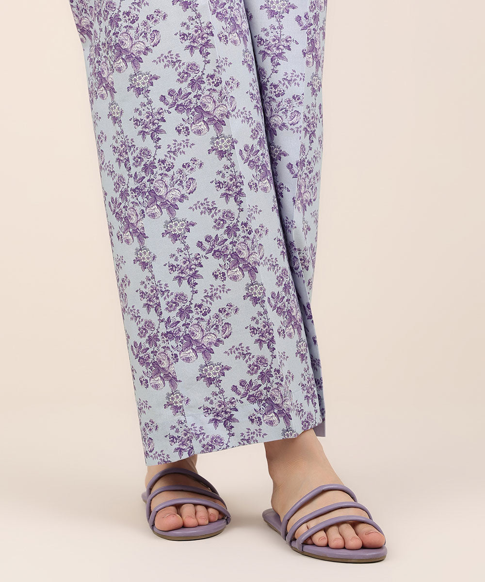 Women's RTW Cotton Viscose Purple Printed Culottes