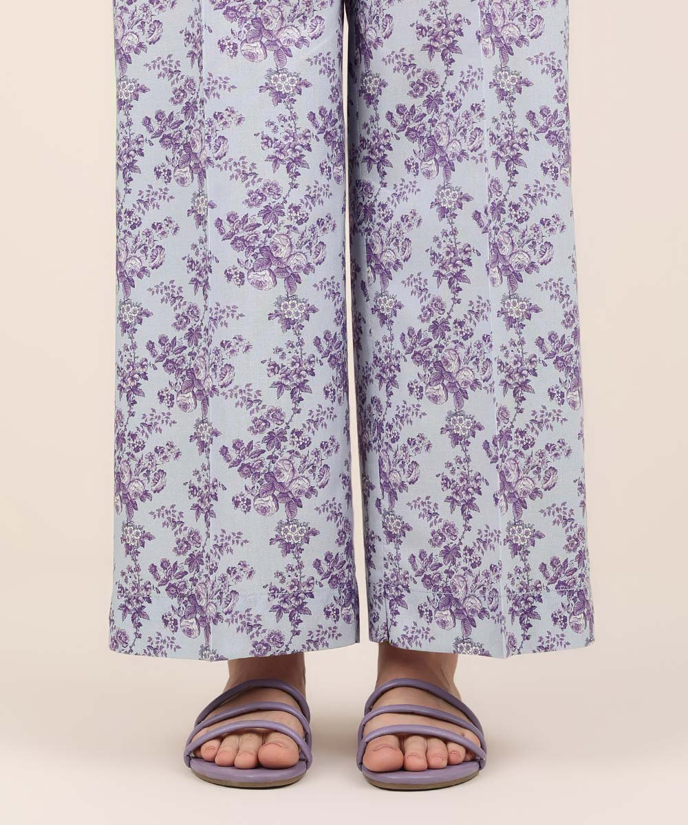 Women's RTW Cotton Viscose Purple Printed Culottes
