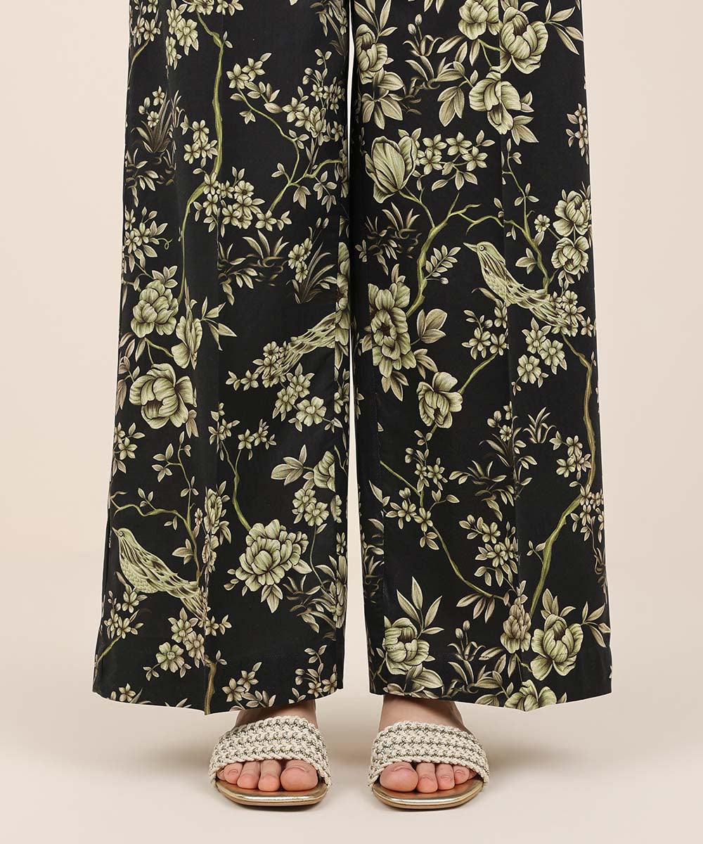 Women's RTW Cotton Viscose Black Printed Culottes