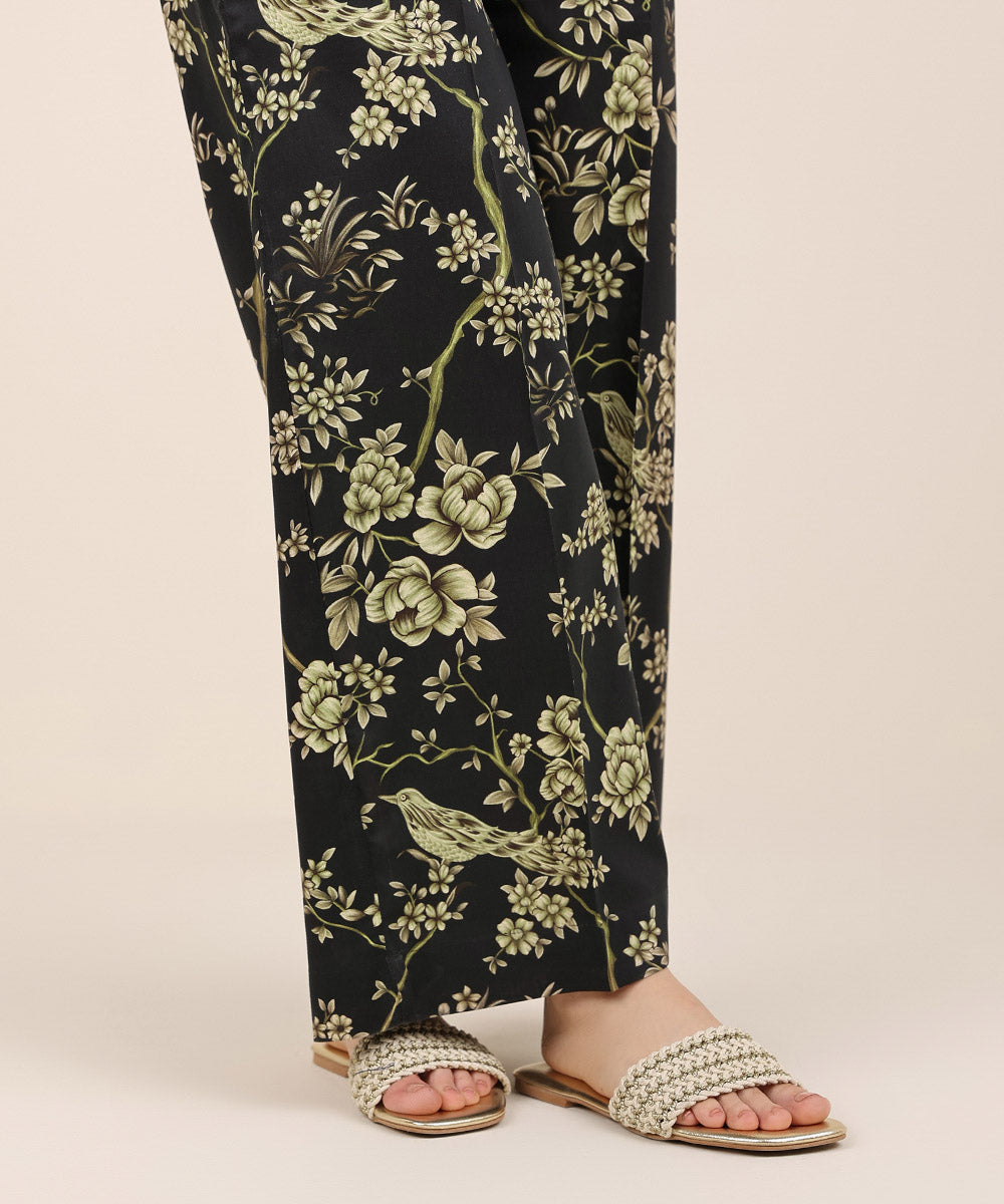 Women's RTW Cotton Viscose Black Printed Culottes