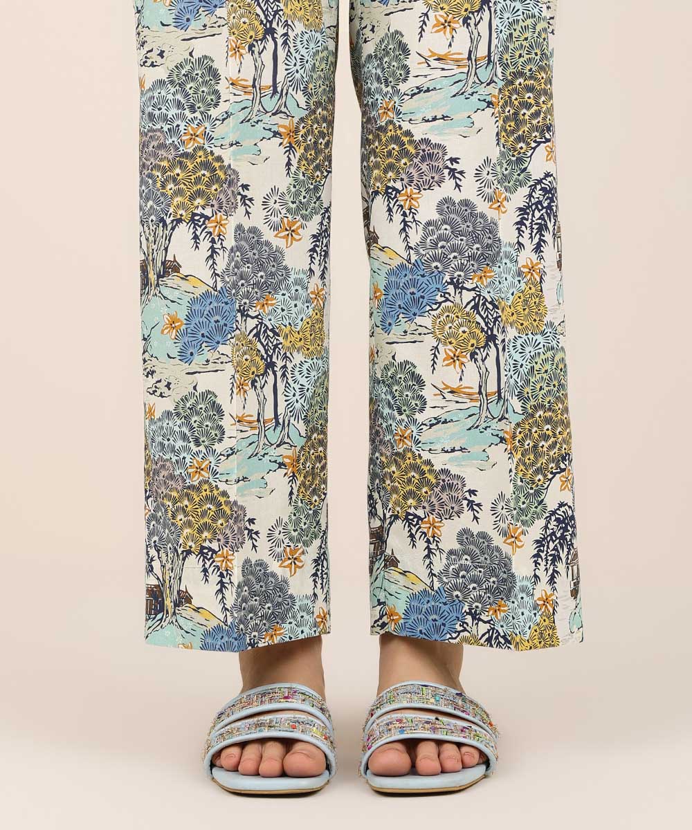 Women's RTW Cotton Viscose Multi Printed Straight Pants