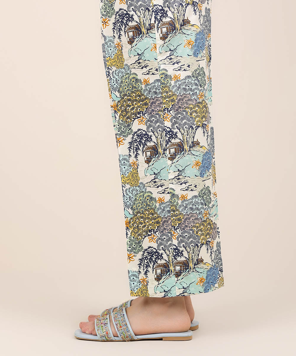 Women's RTW Cotton Viscose Multi Printed Straight Pants