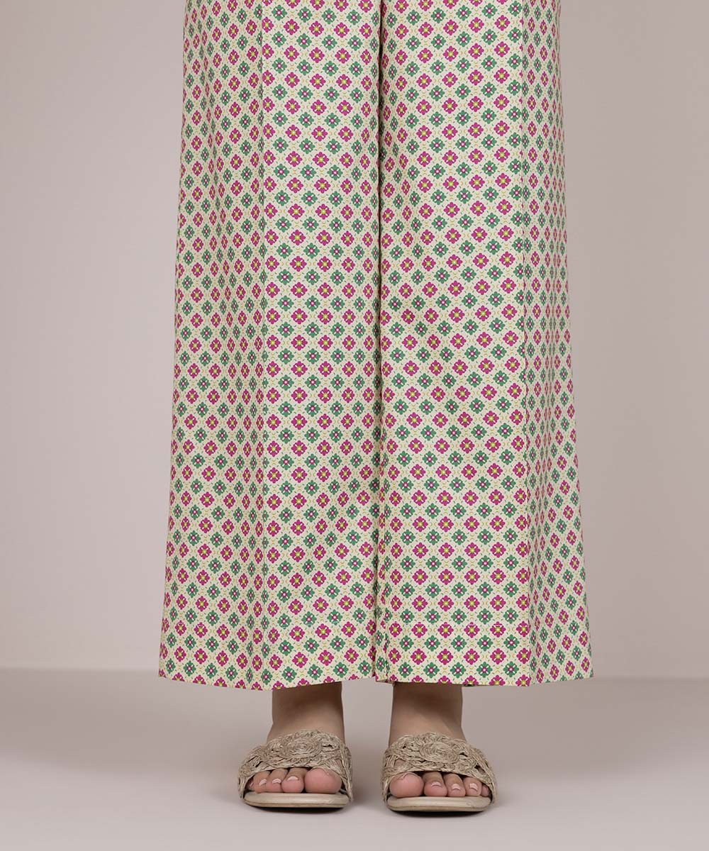 Women's Pret Cotton Off White Printed Culottes