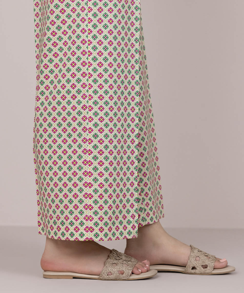 Women's Pret Cotton Off White Printed Culottes