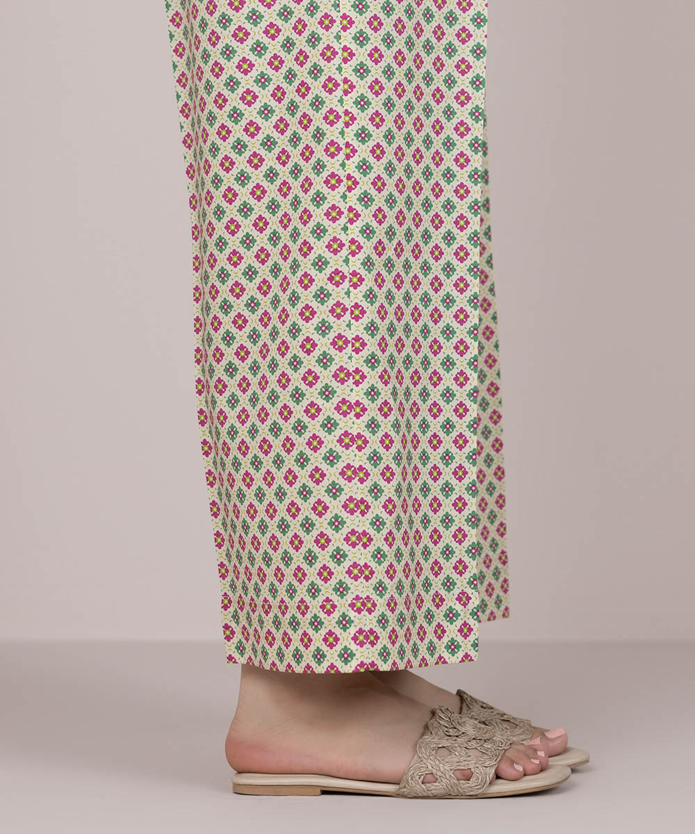 Women's Pret Cotton Off White Printed Culottes