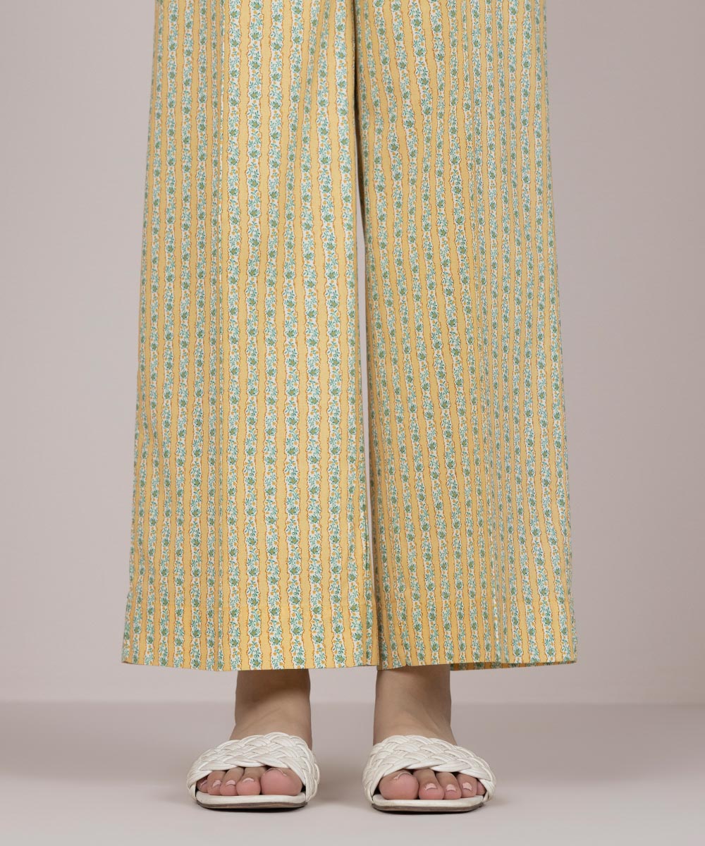 Women's Pret Cotton Yellow Printed Culottes