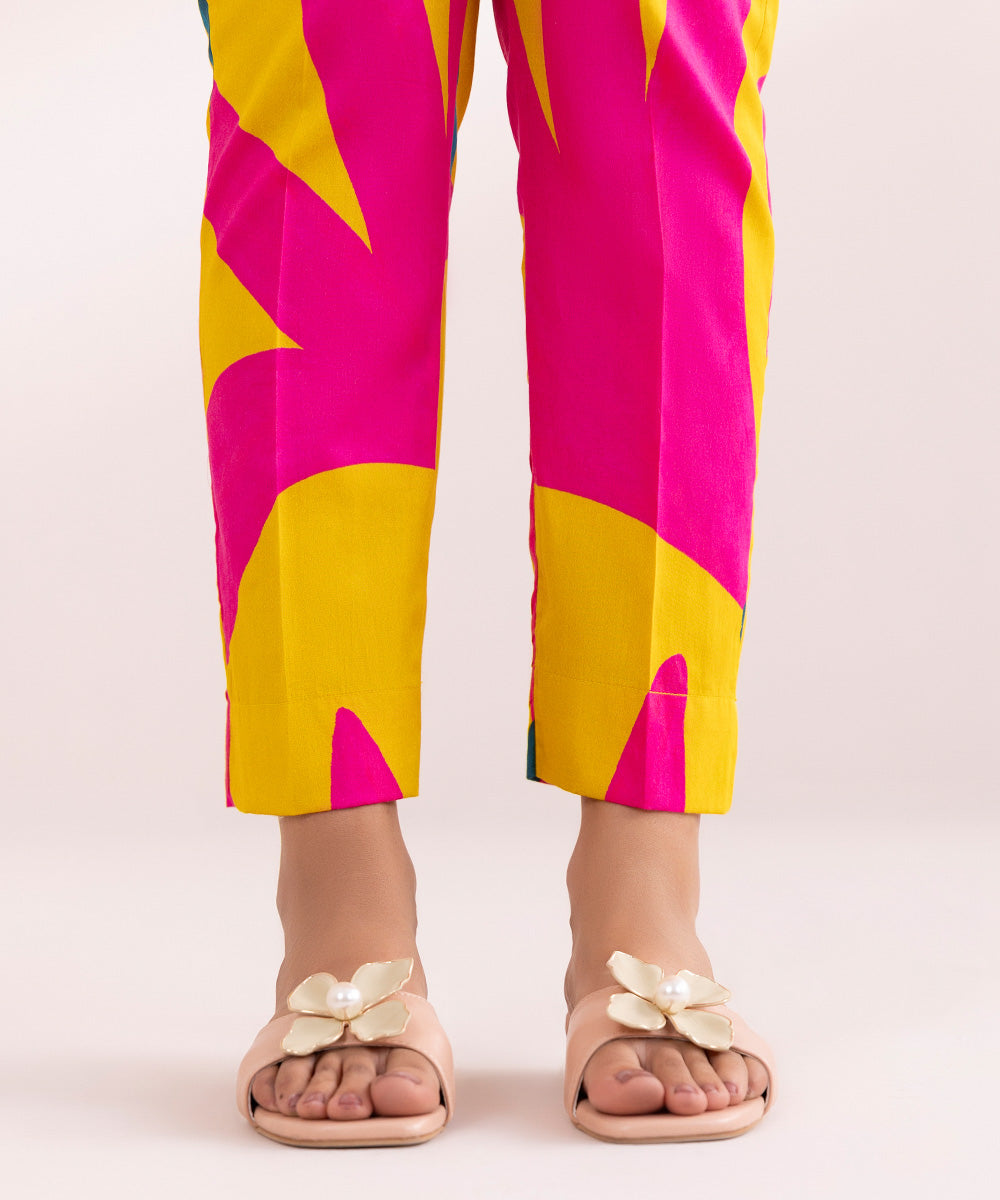 Women's Pret Cotton Satin Multi Printed Cigarette Pants