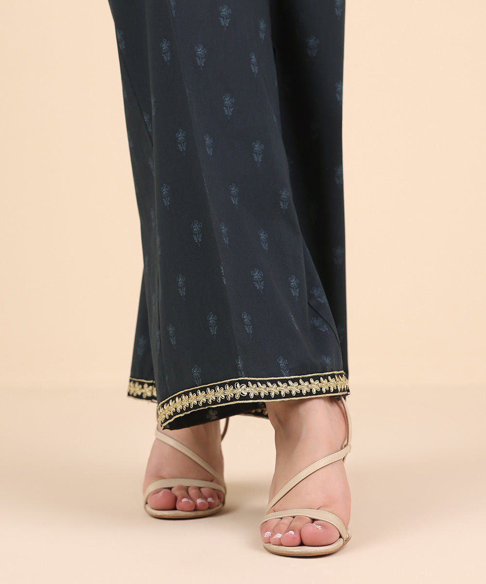 Women's Pret Cambric Blue Embroidered Culottes