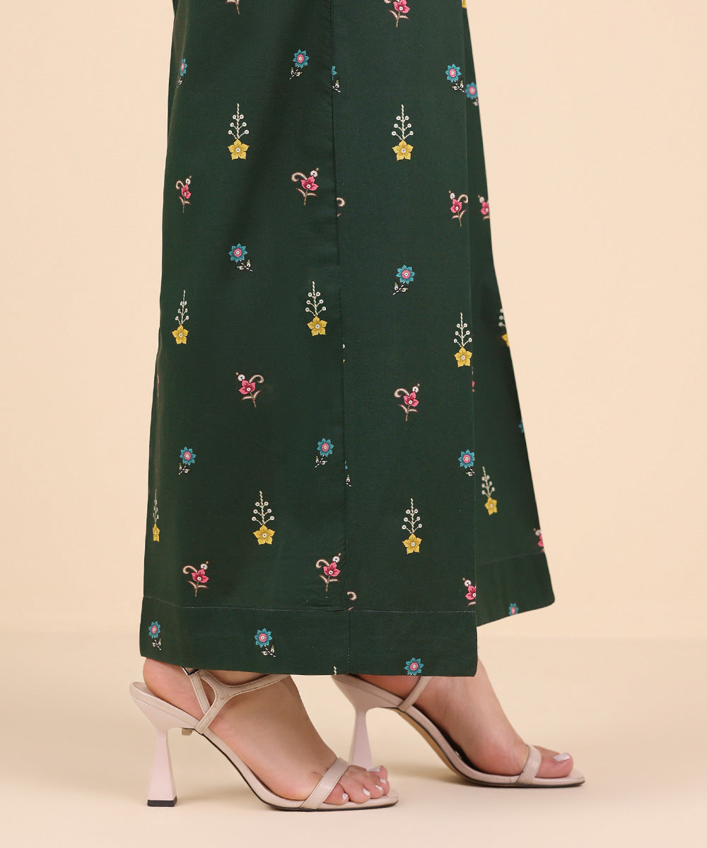 Women's Pret Cambric Green Printed Culottes