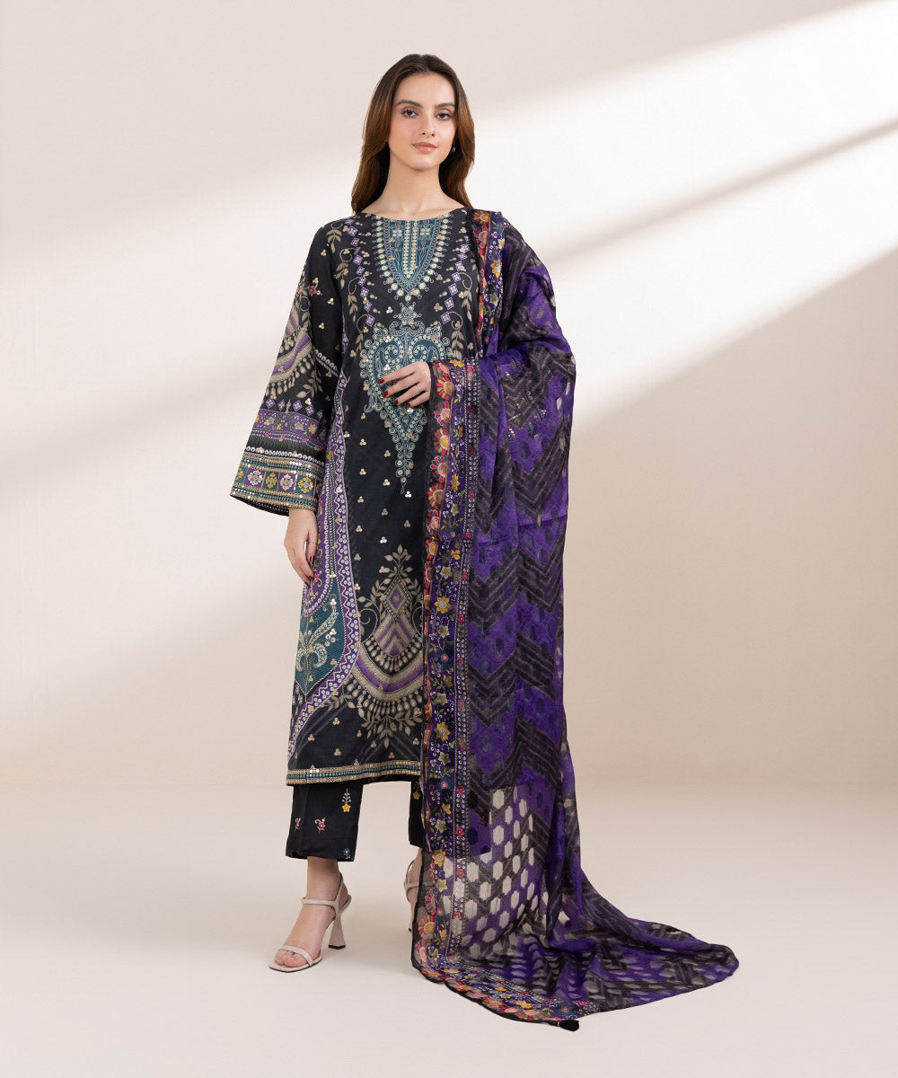 Brochea Jacquard Multi Printed Dupatta