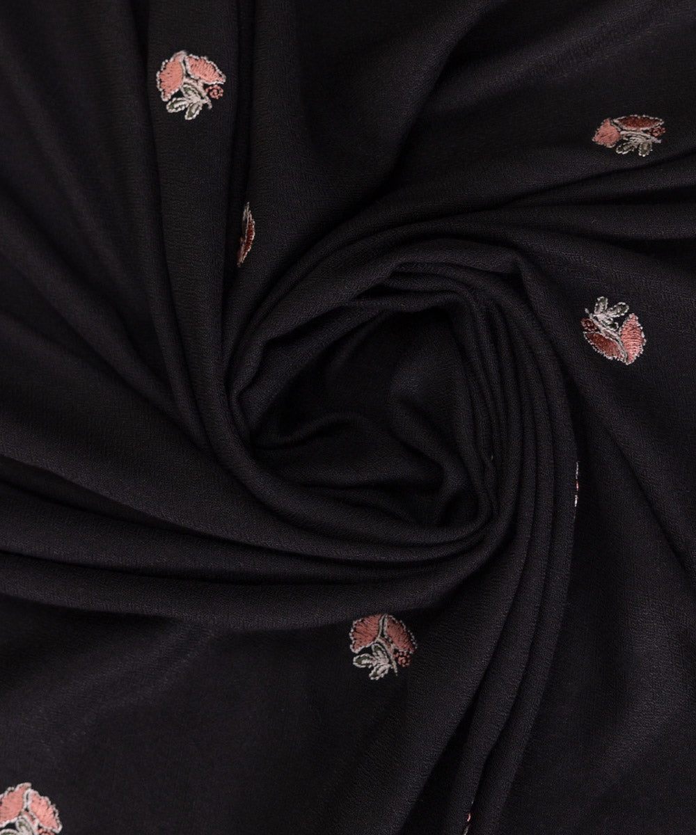 Blended Embroidered Black Shawl