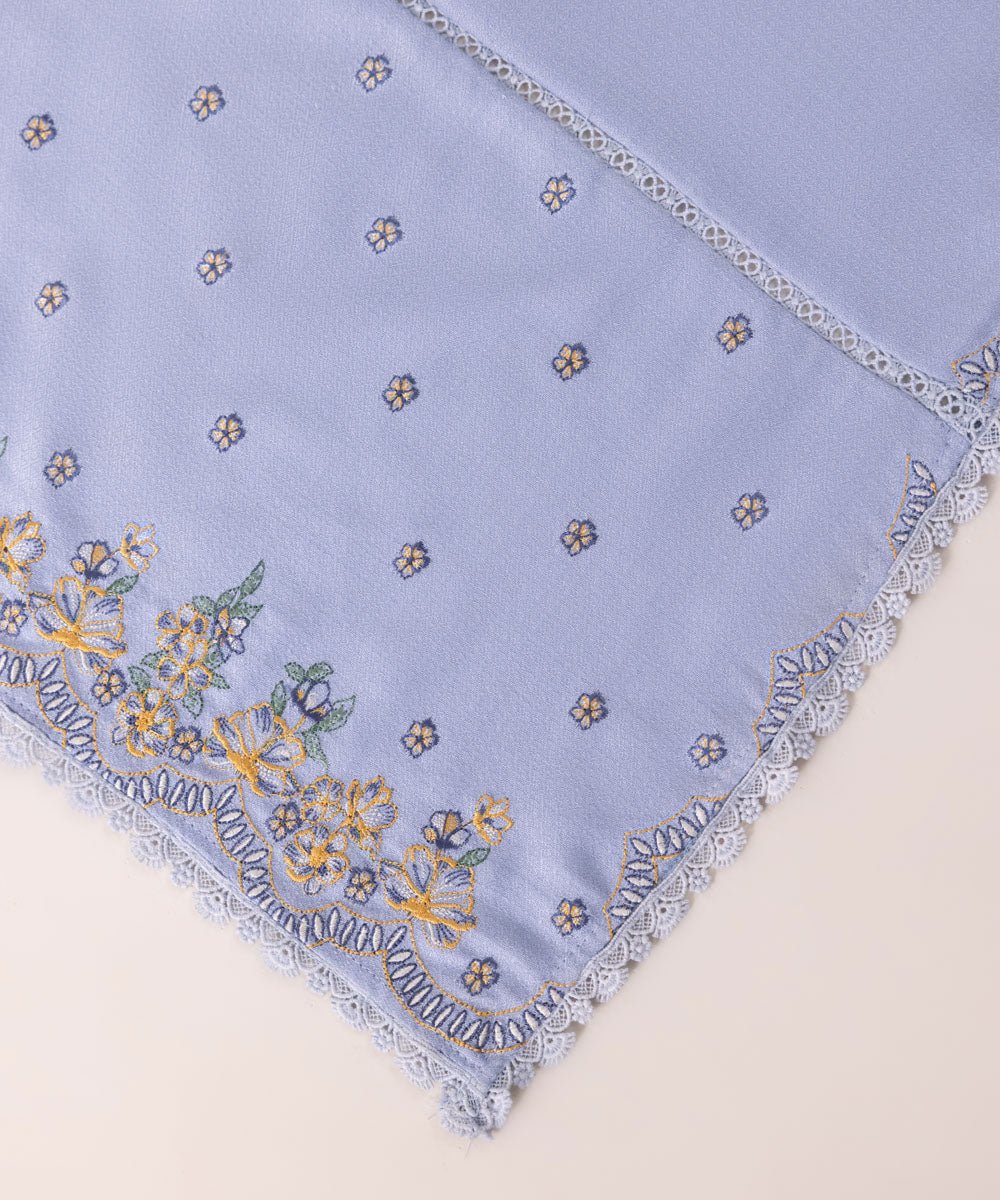 Blended Embroidered Pastel Blue Shawl