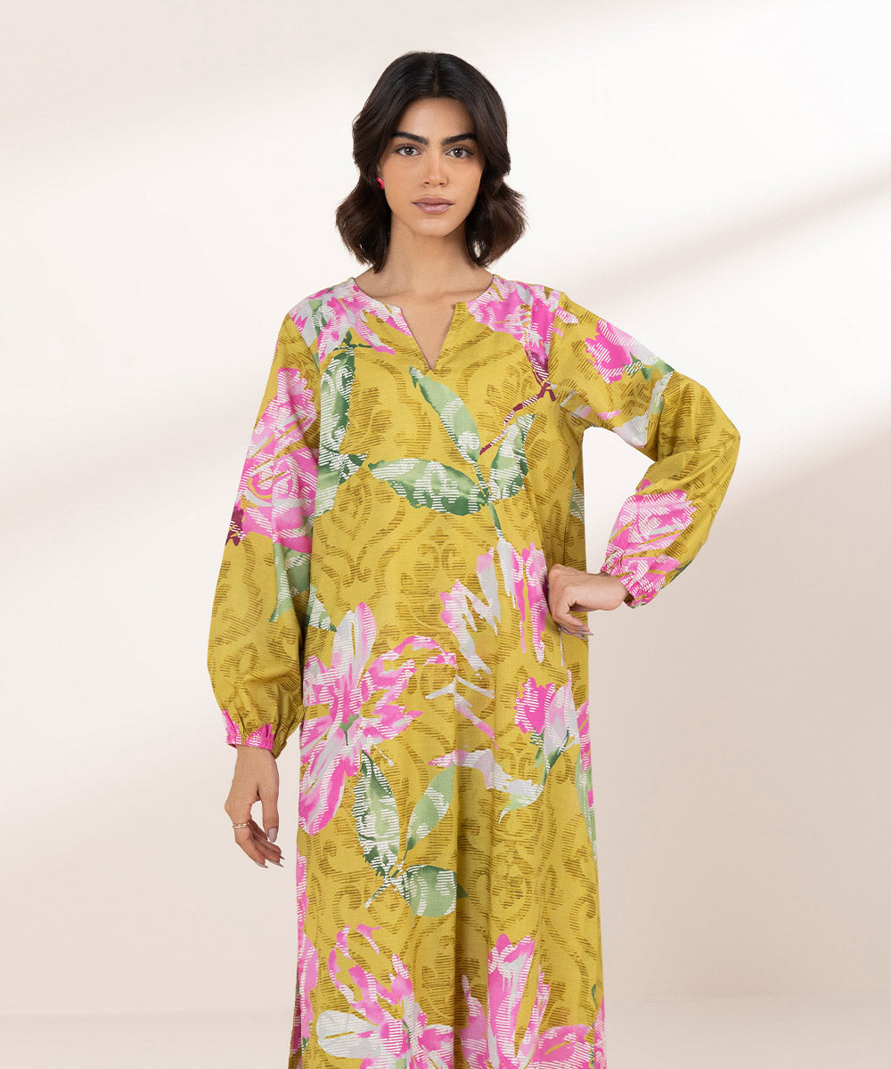 Women's RTW Textured Lawn Multi Printed A-Line Shirt