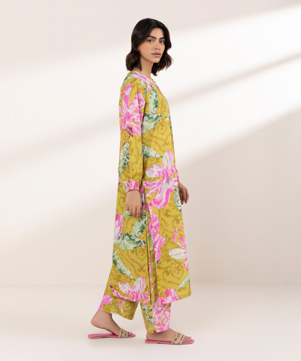 Women's RTW Textured Lawn Multi Printed A-Line Shirt