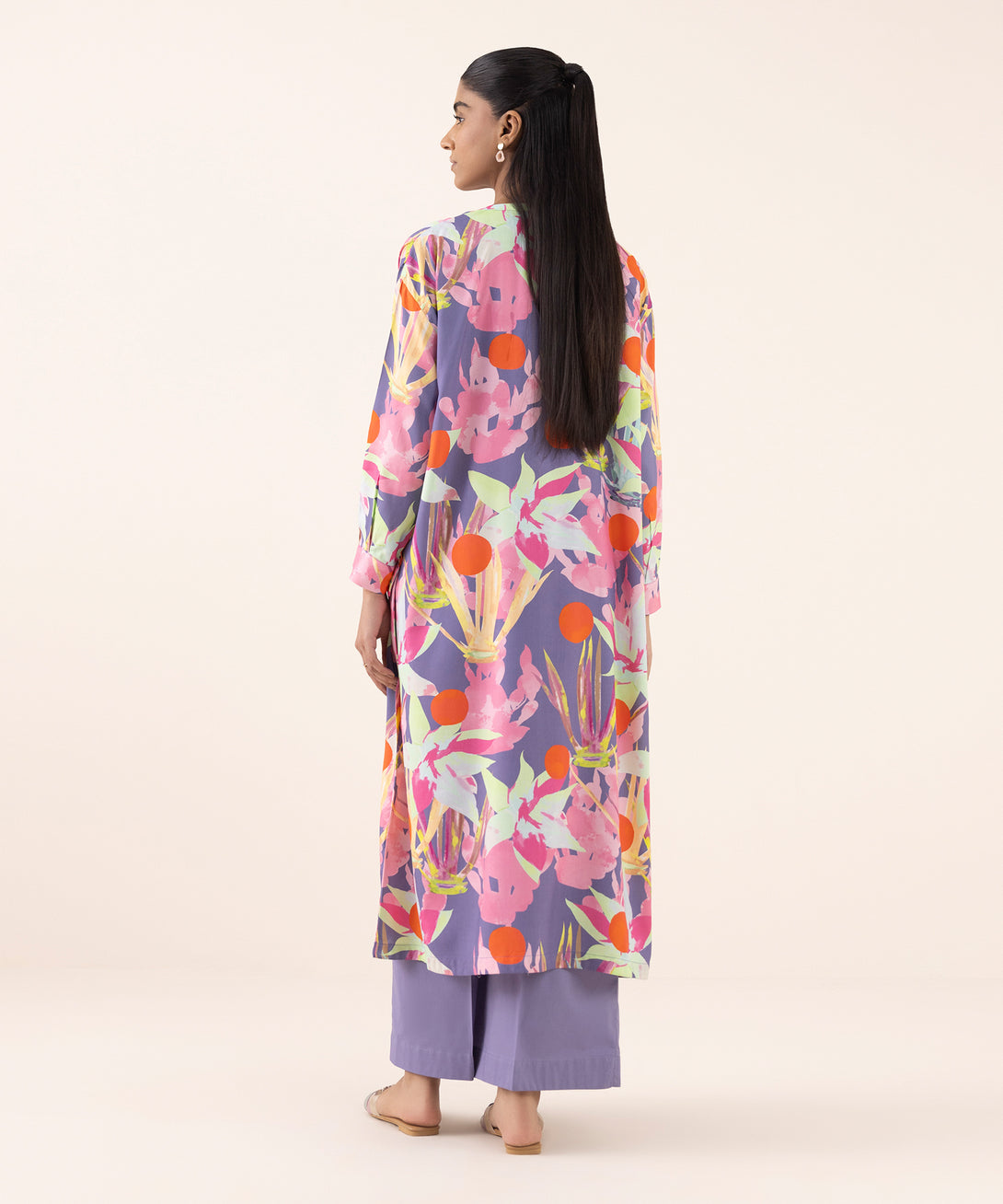 Women's RTW Arabic Lawn Blue Printed Aline Shirt