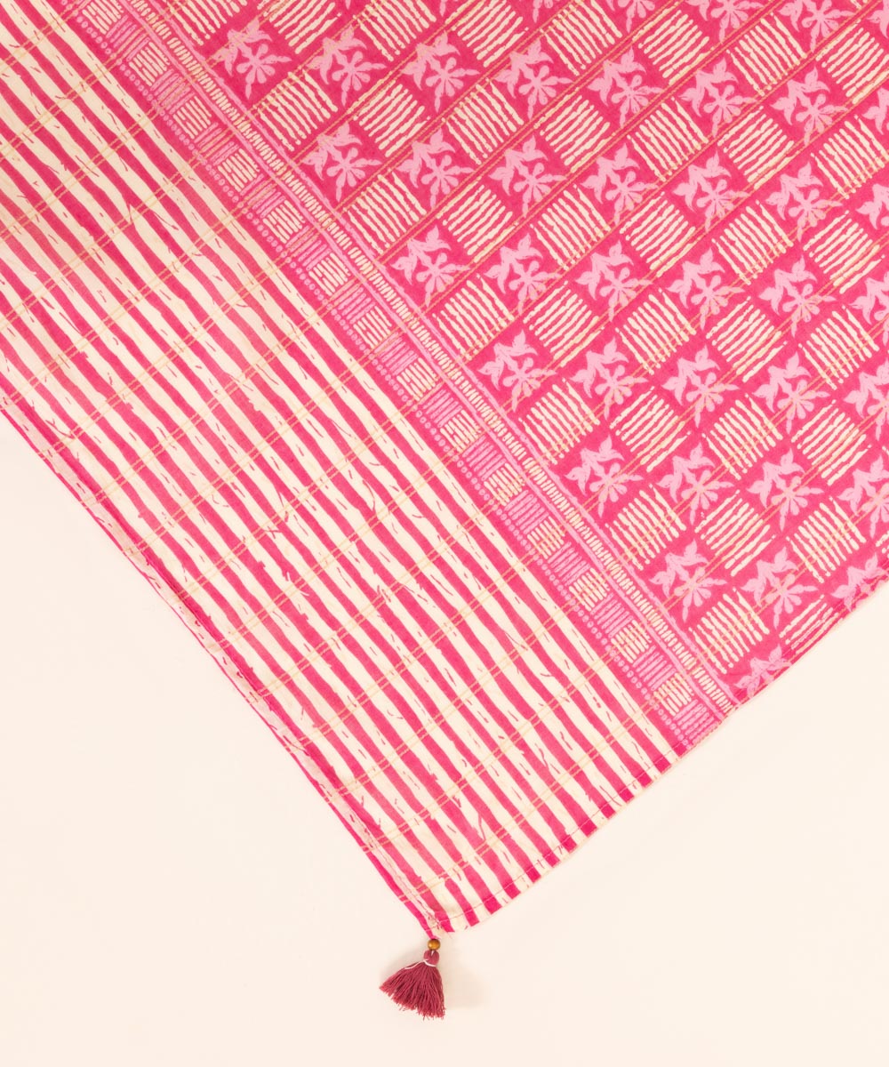 Zari Voile Pink Printed Dupatta