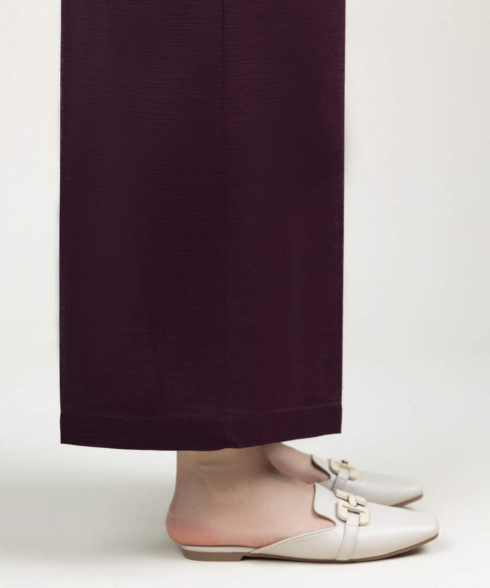 Women's Pret Khaddar Solid Plum Culottes