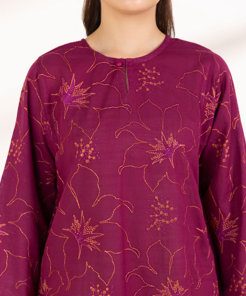 Women's Pret Lawn Embroidered Magenta A-Line Shirt