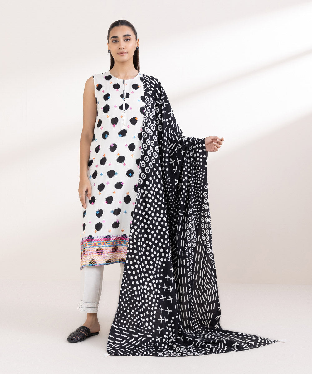 Linen Black Printed Dupatta