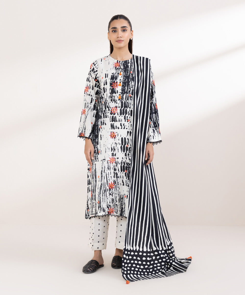 Linen Black Printed Dupatta