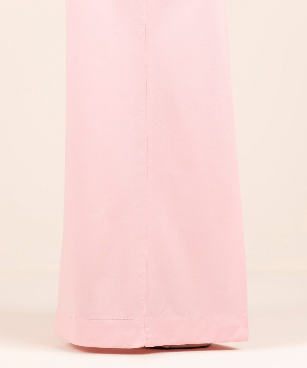 Women's Pret Cotton Viscose Pink Solid Flared Pants