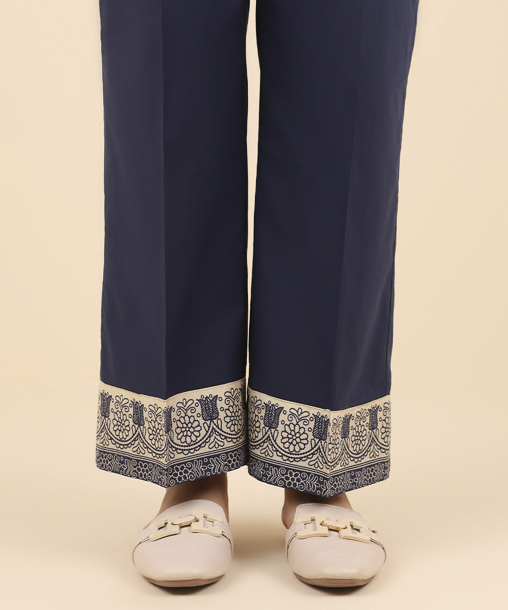 Women's Pret Cambric Blue Solid Culottes