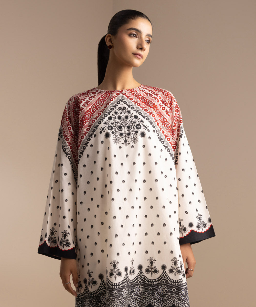 Women's Pret Cambric Printed Multi Boxy Shirt