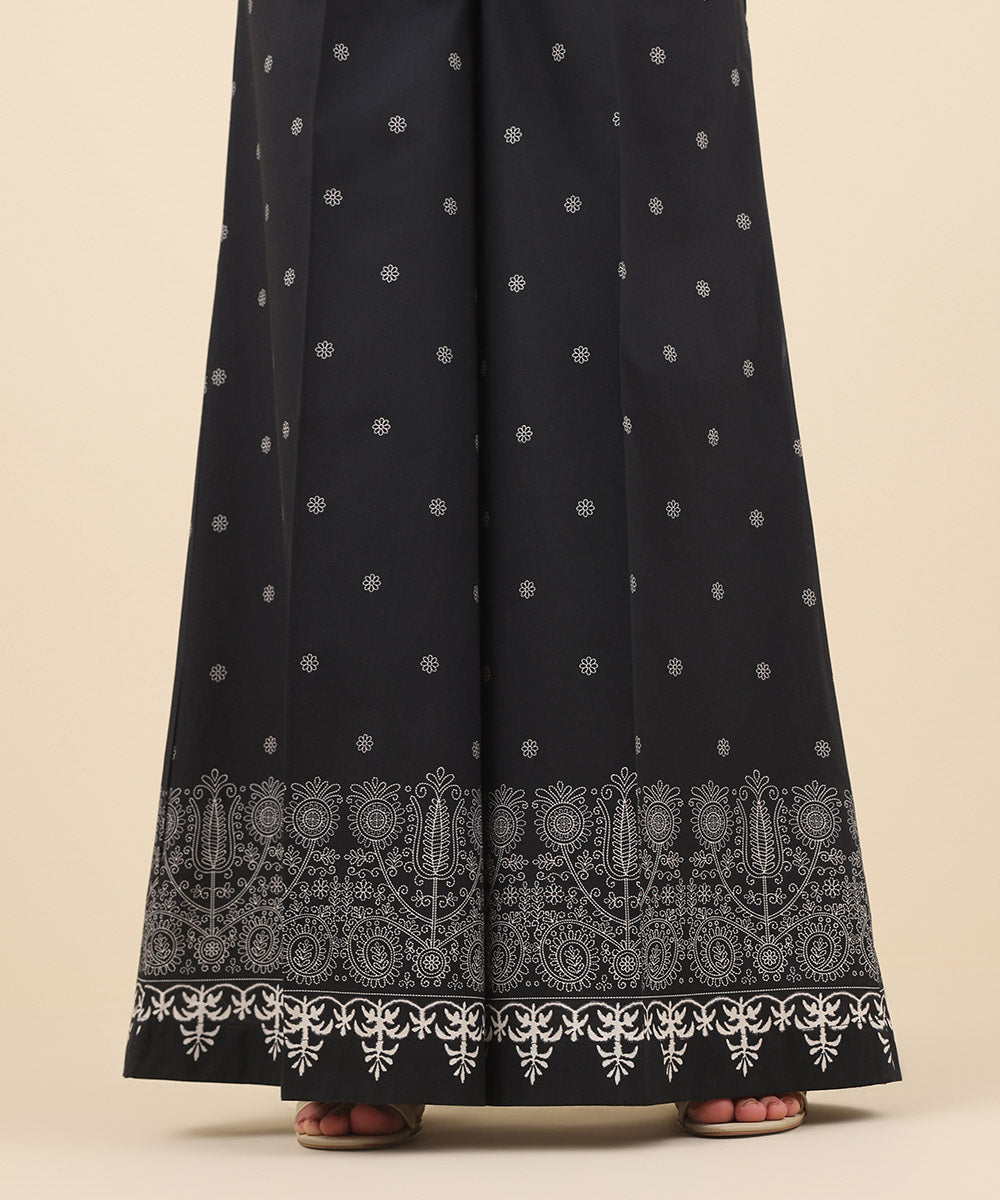 Women's Pret Cambric Black Printed Flared Pants