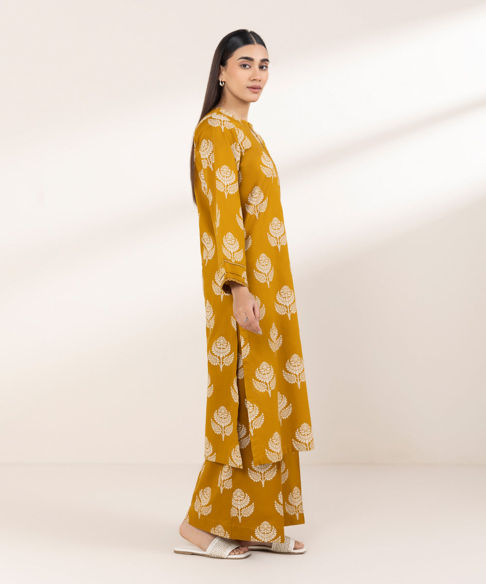 Women's Pret Cross Hatch Printed Yellow A-Line Shirt