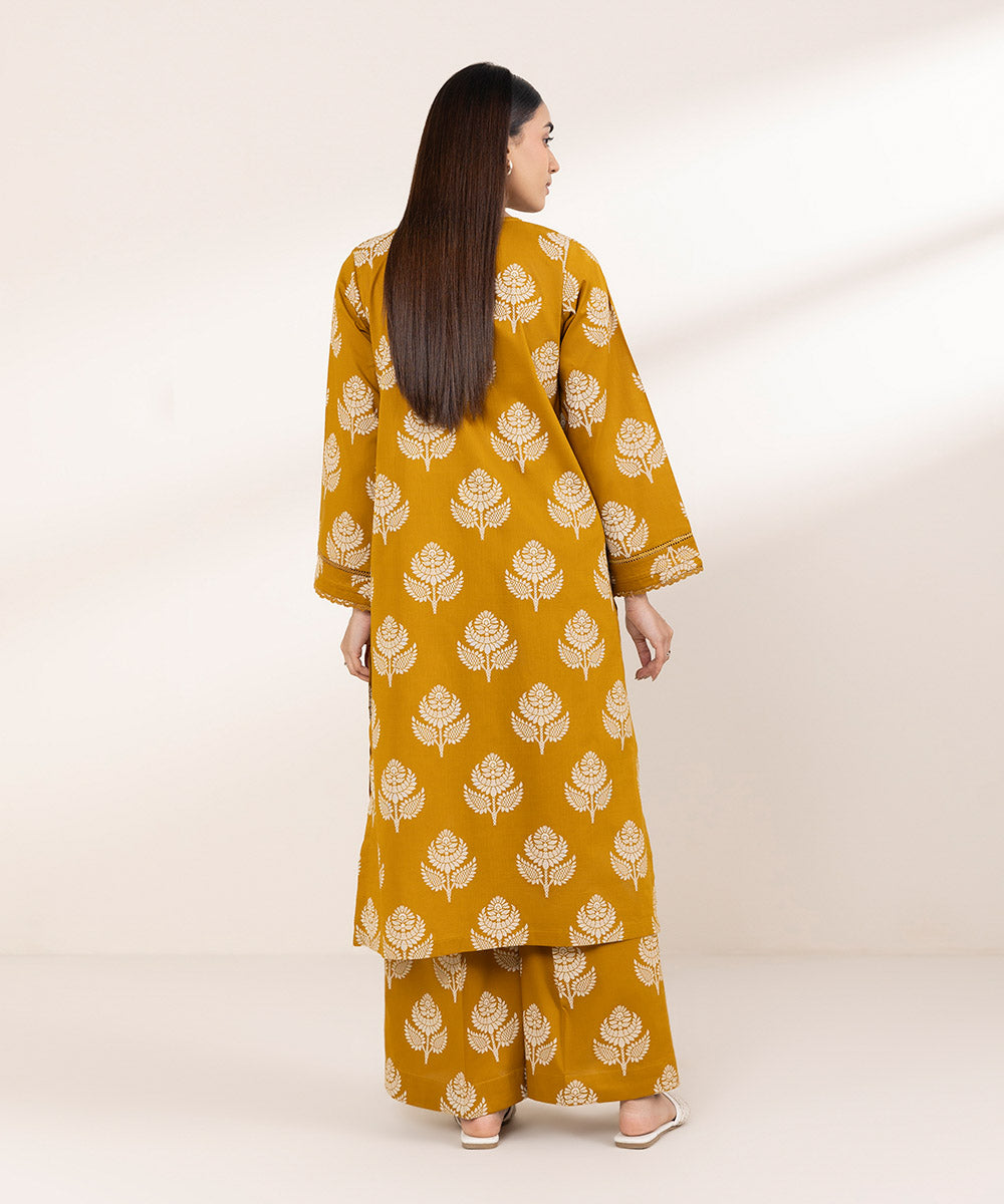 Women's Pret Cross Hatch Printed Yellow A-Line Shirt