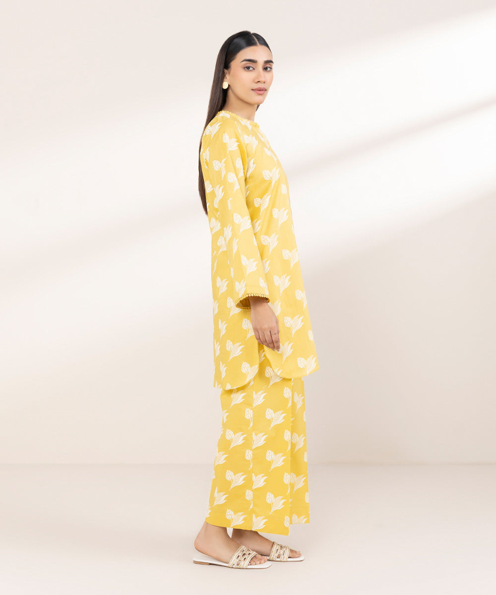 Women's Pret Cross Hatch Printed Yellow A-Line Shirt