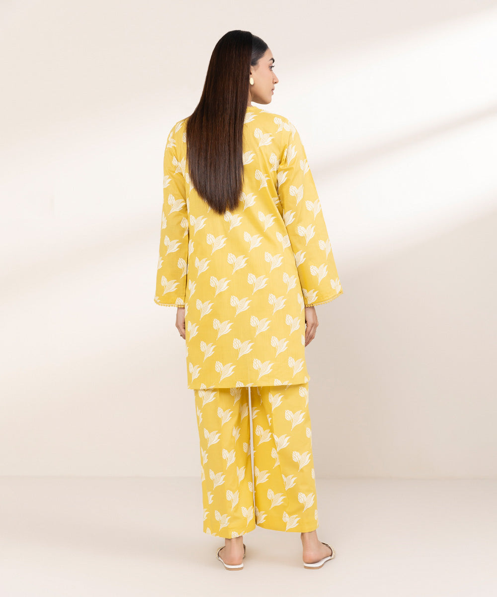 Women's Pret Cross Hatch Printed Yellow A-Line Shirt