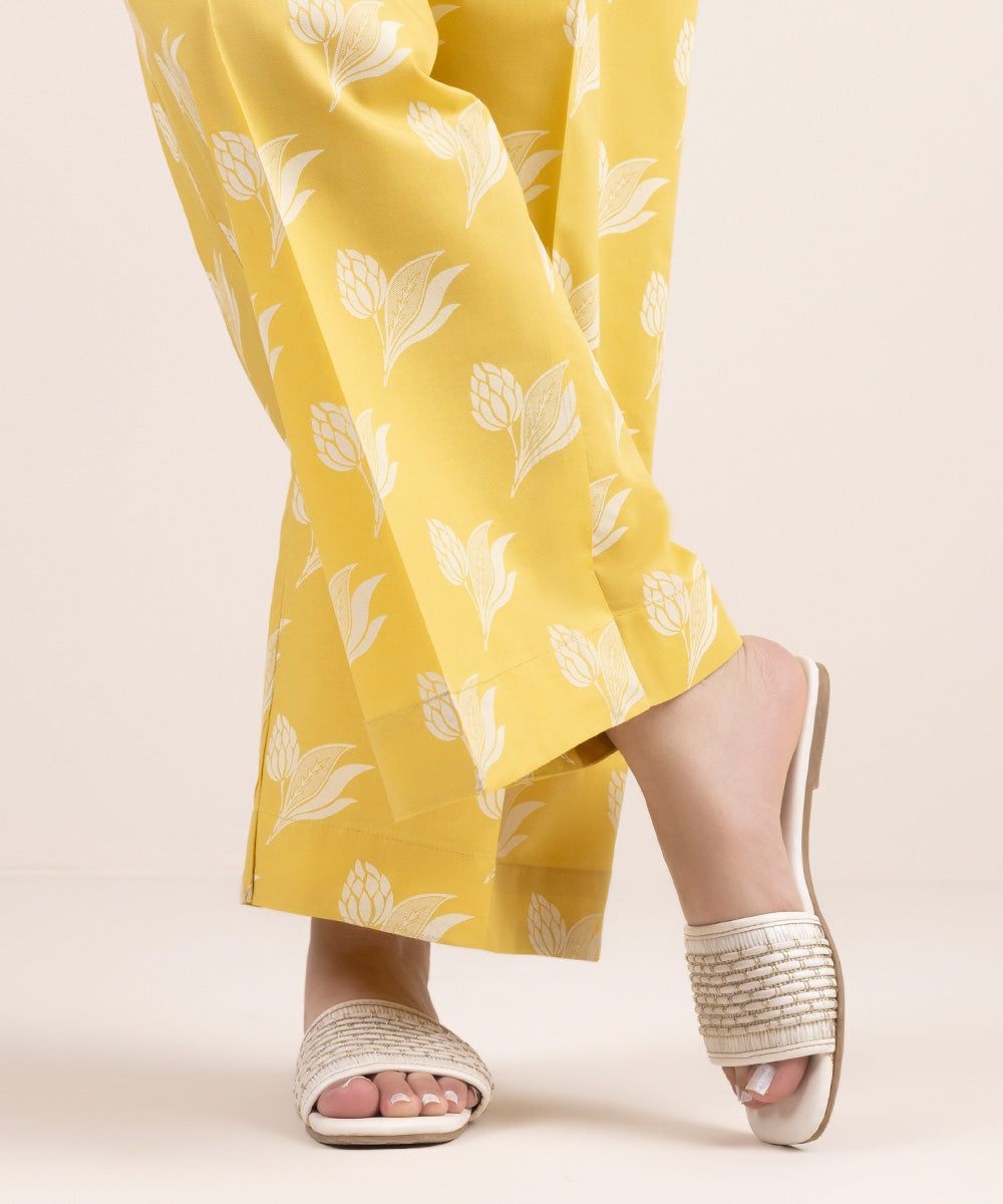 Women's Pret Cambric Yellow Printed Culottes