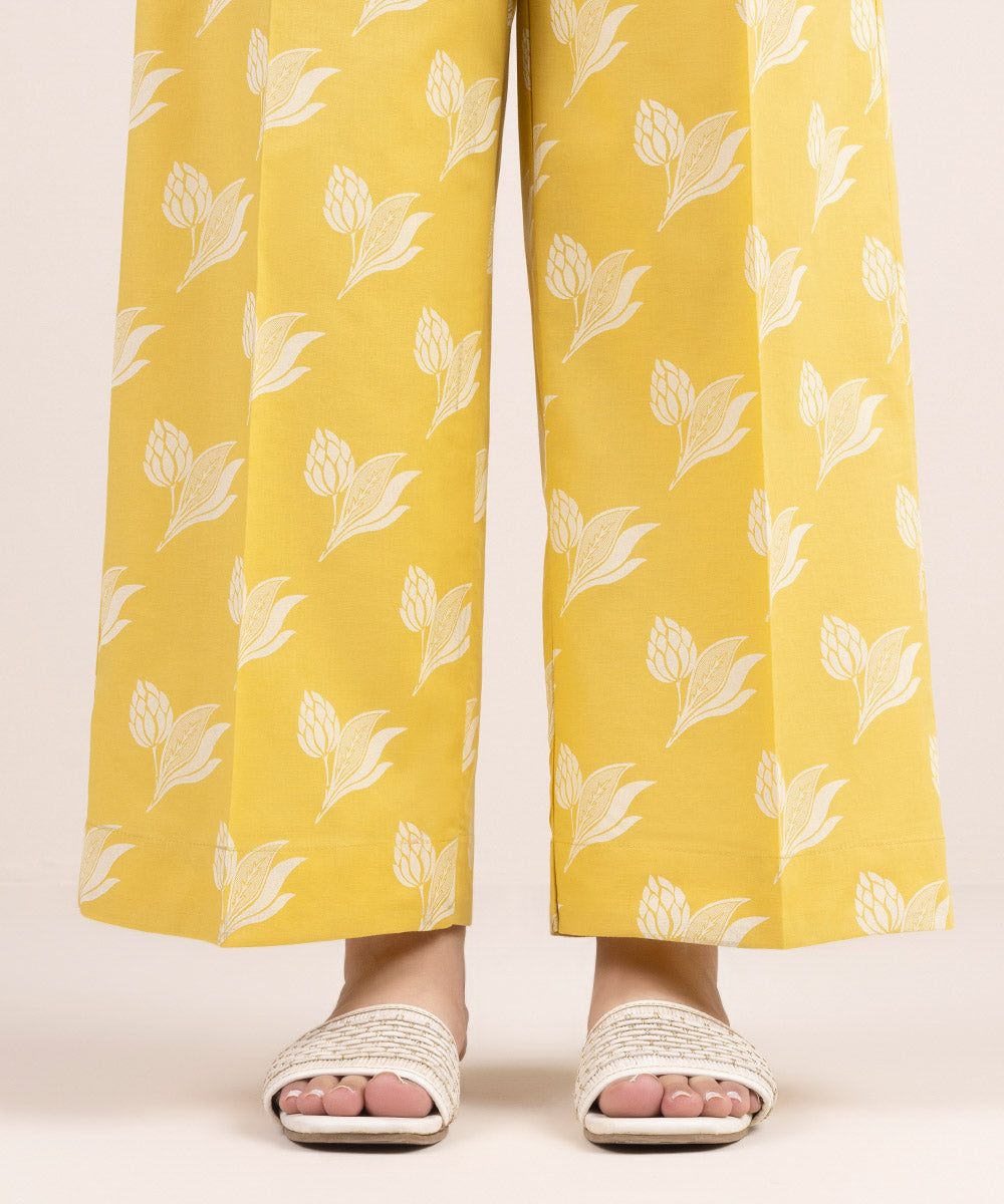 Women's Pret Cambric Yellow Printed Culottes