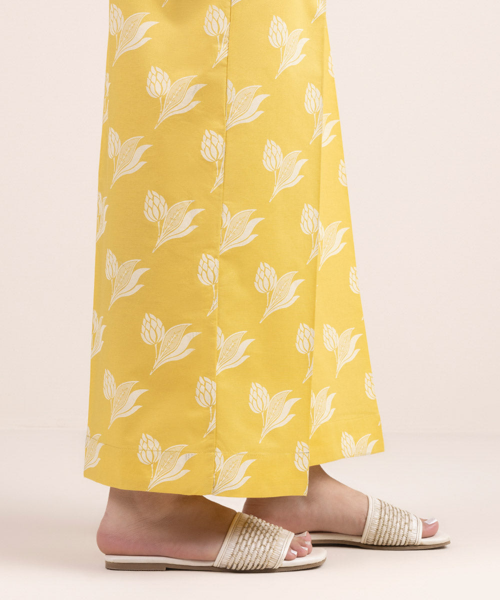 Women's Pret Cambric Yellow Printed Culottes