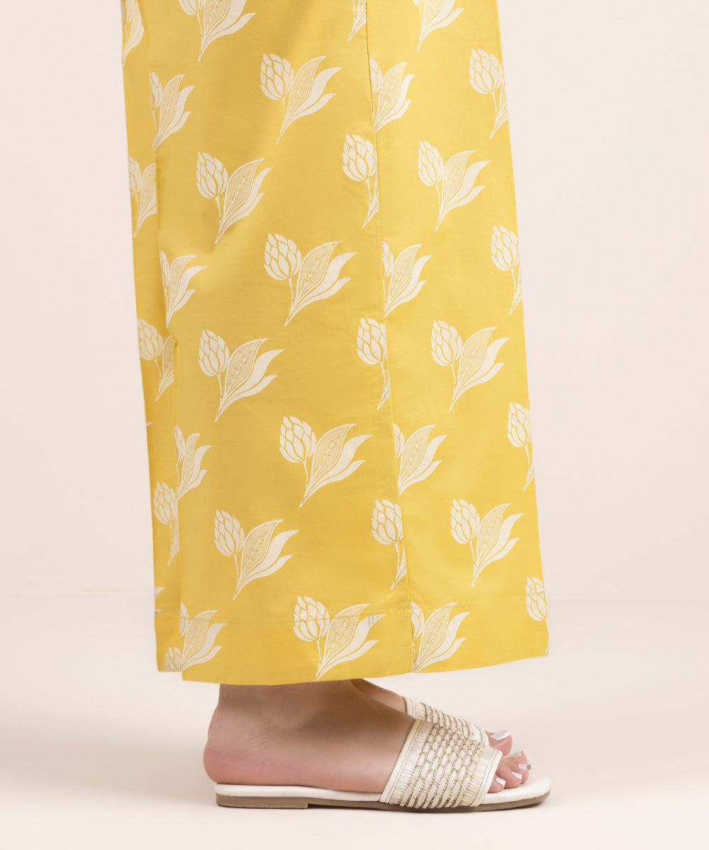 Women's Pret Cambric Yellow Printed Culottes