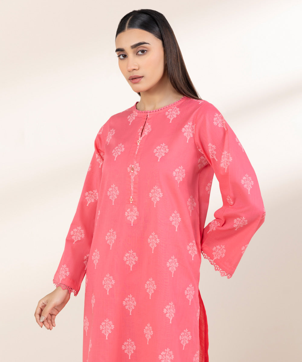 Women's Pret Cross Hatch Printed Pink A-Line Shirt