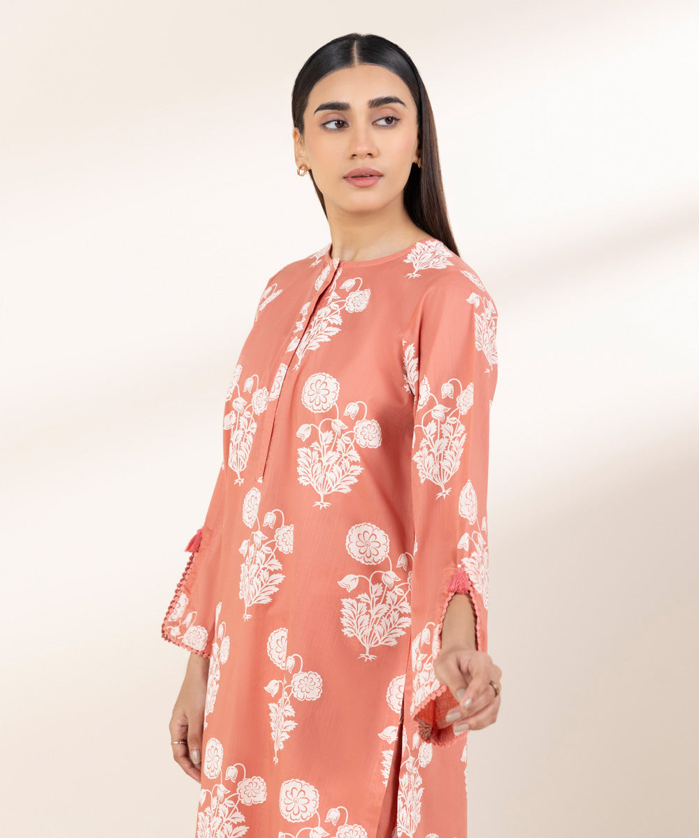 Women's Pret Cross Hatch Printed Pink A-Line Shirt