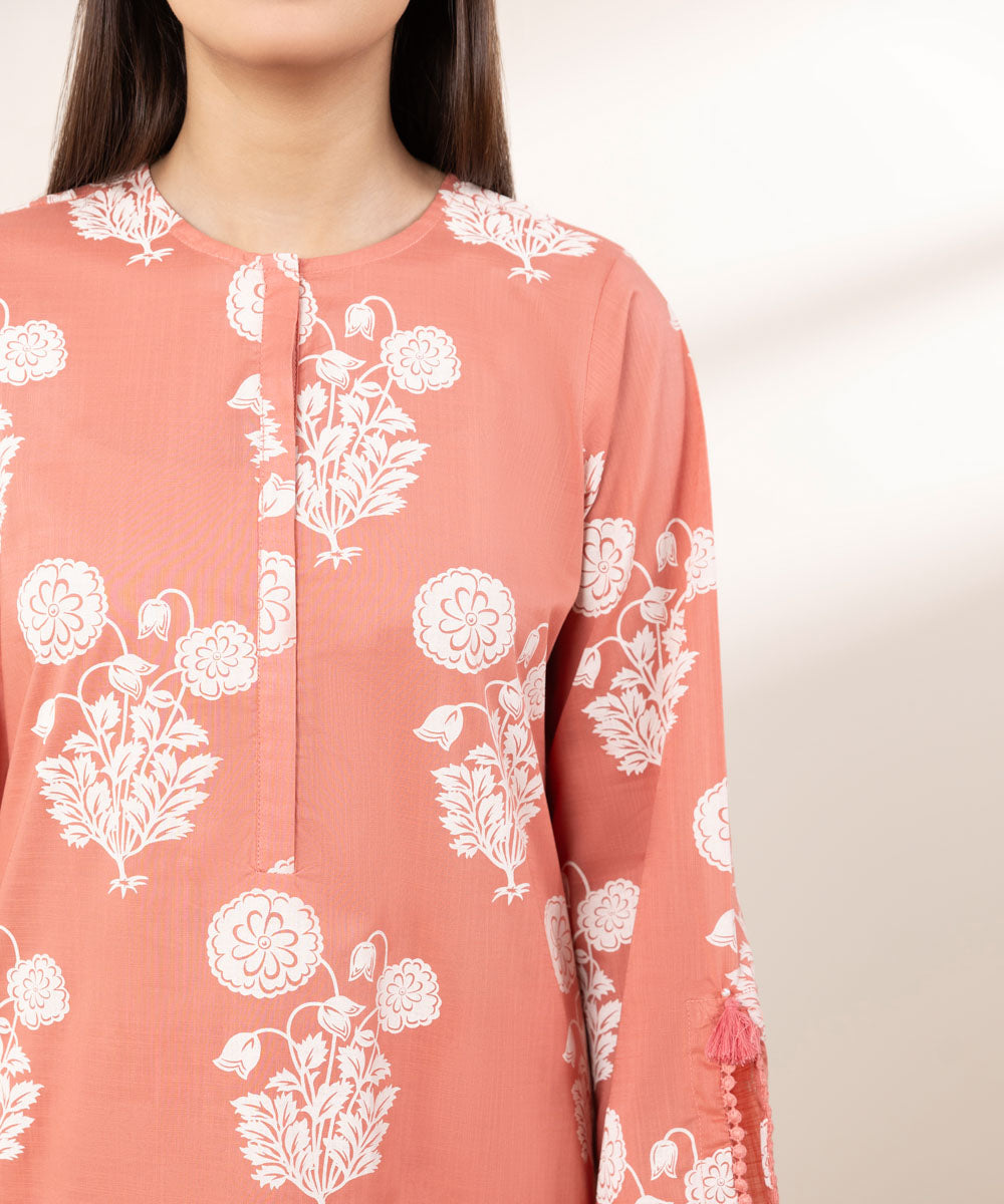 Women's Pret Cross Hatch Printed Pink A-Line Shirt