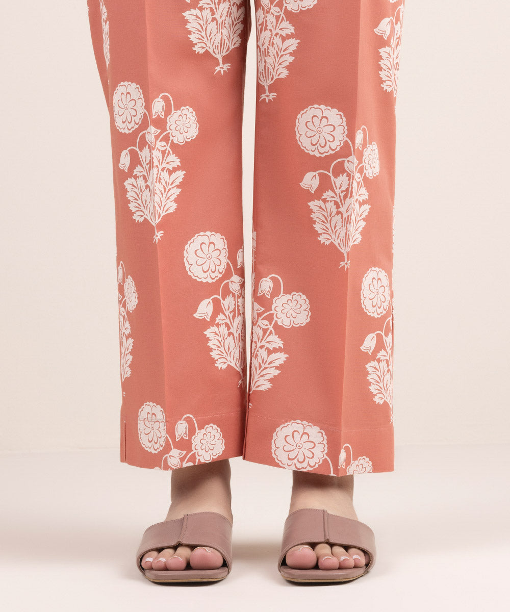 Women's Pret Cambric Pink Printed Straight Pants