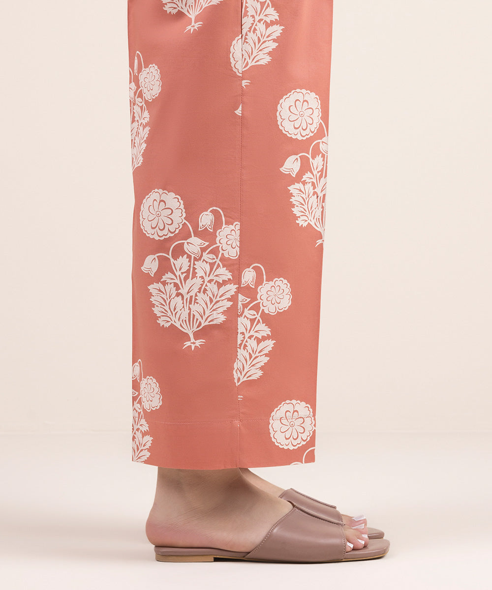 Women's Pret Cambric Pink Printed Straight Pants