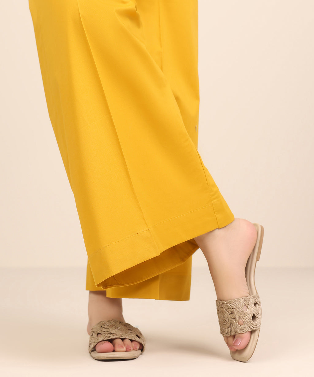Women's RTW Cambric Yellow Dyed Flared Pants