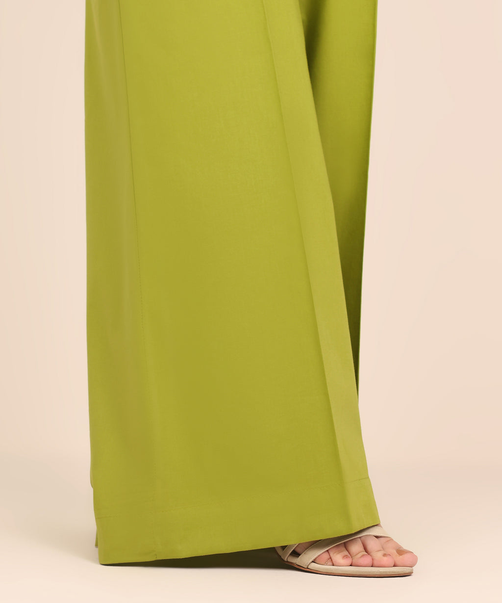 Women's RTW Cambric Green Dyed Flared Pants