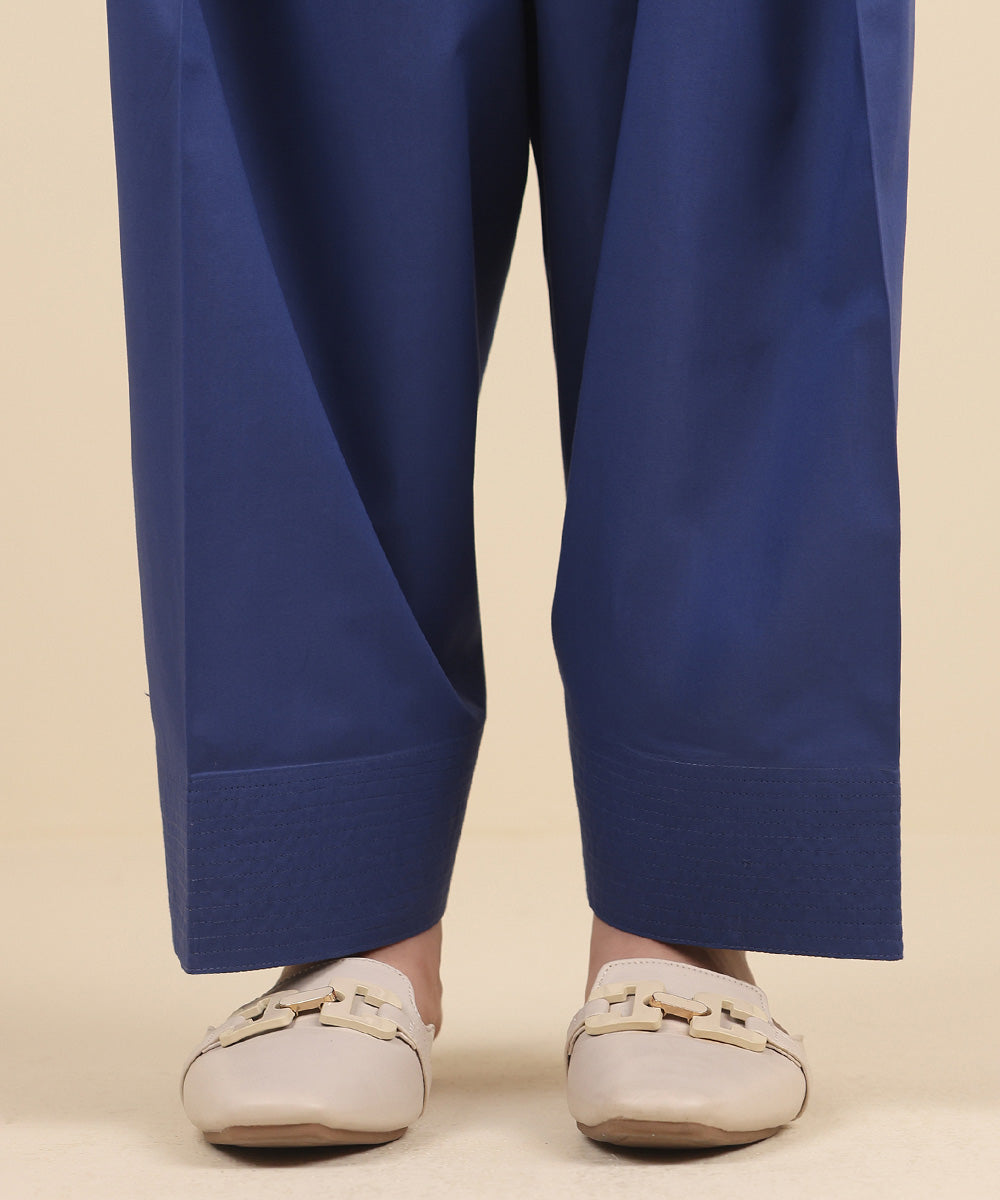 Women's Pret Cambric Blue Solid Shalwar