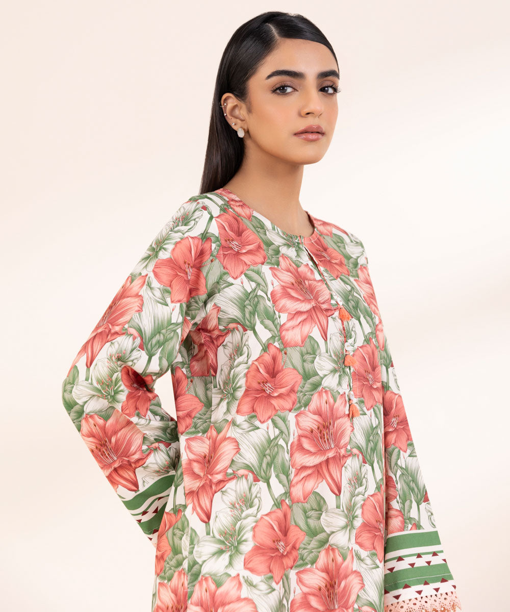 Women's Pret Cotton Viscose Multi Printed A-Line Shirt