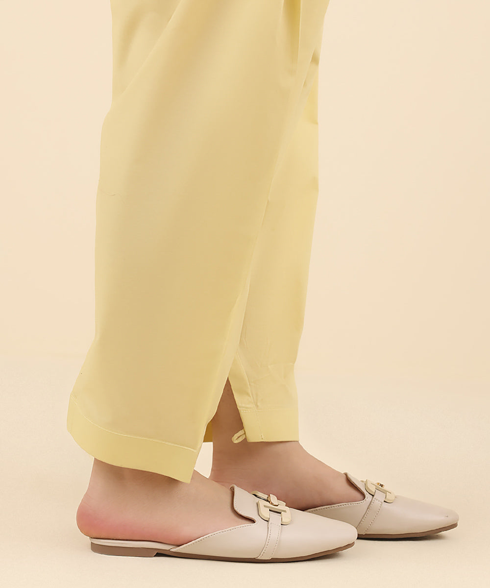 Women's Pret Cambric Yellow Solid Shalwar