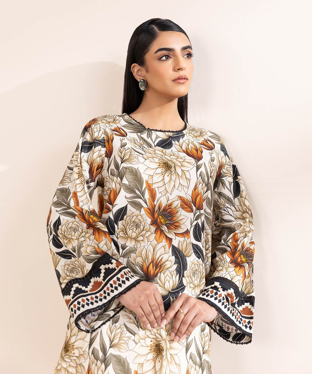 Women's Pret Cotton Viscose Multi Printed Straight Shirt