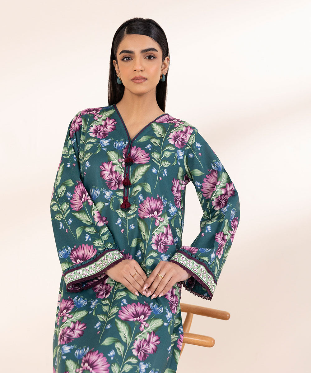 Women's Pret Cotton Viscose Multi Printed Straight Shirt