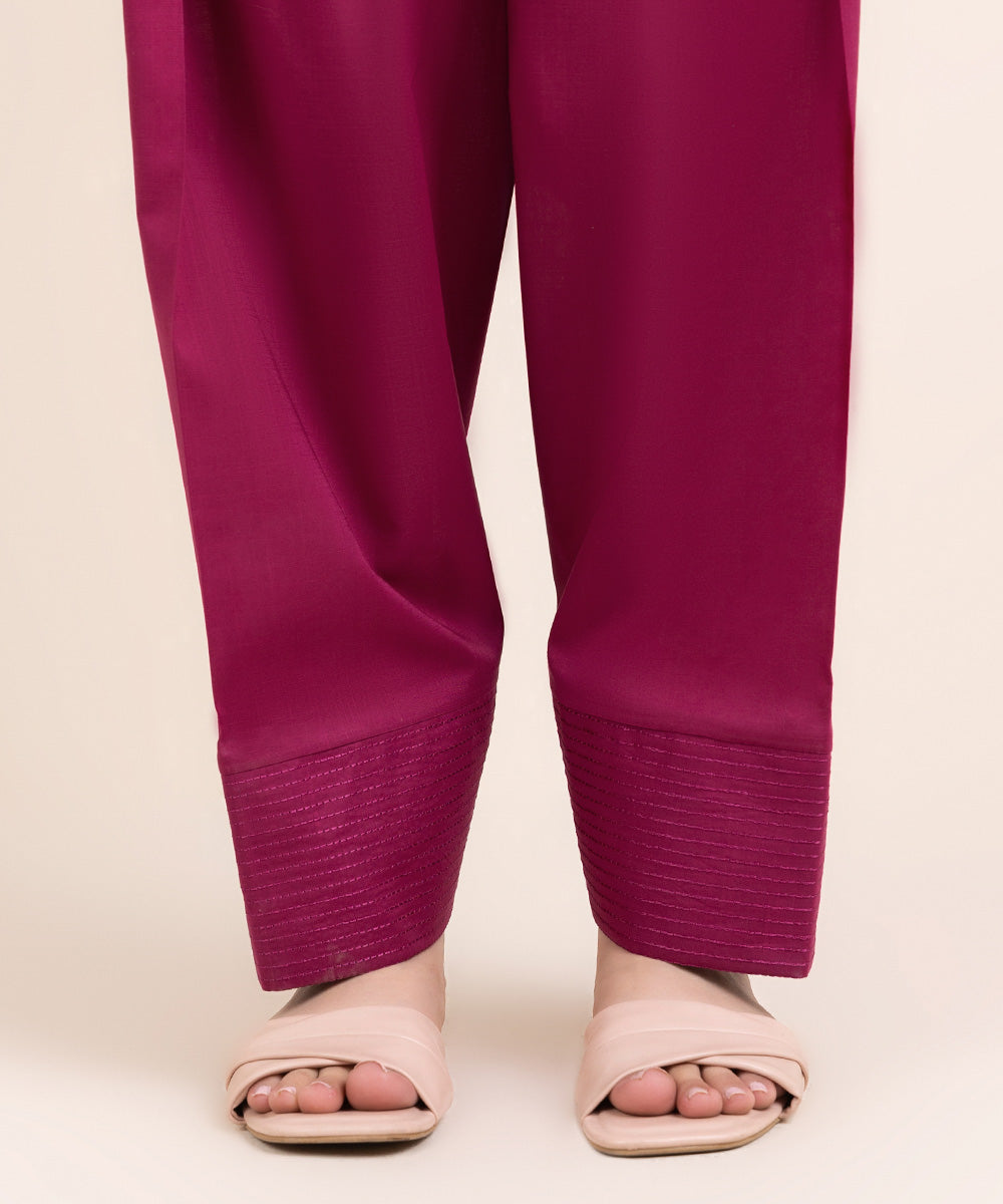 Women's Pret Cross Hatch Pink Solid Shalwar